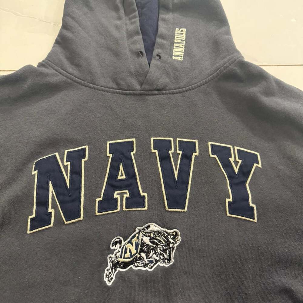Stadium Athletics Navy Hoodie Size L Annapolis - Picture 3 of 6